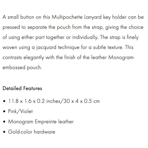 RARE Louis Vuitton Pink Lanyard key holder pochette - Picture 7 of 9